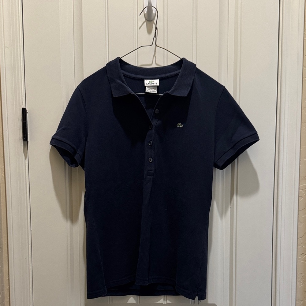 Lacoste Navy Polo Shirt with Green Logo